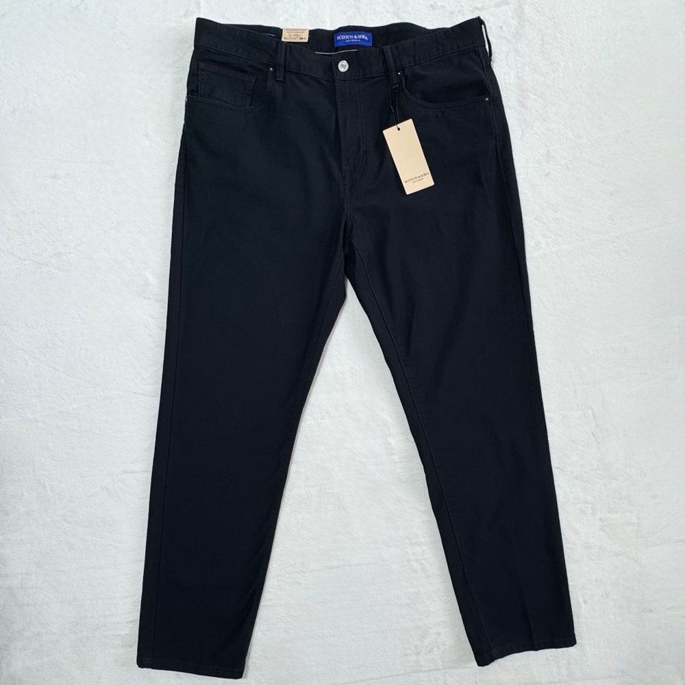 Scotch & Soda Straight Fit Five Pocket Pant in Black Men's Size W38 L32